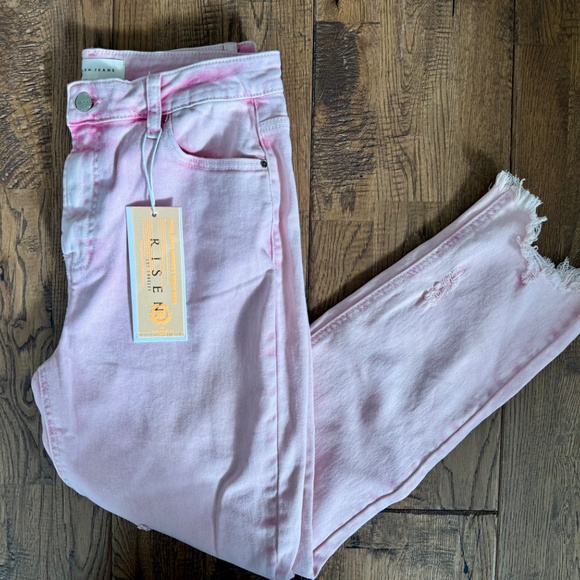 NWT Risen Pink Acid Wash High Waist Skinny Jeans Women's Size 9 29 - Picture 11 of 11